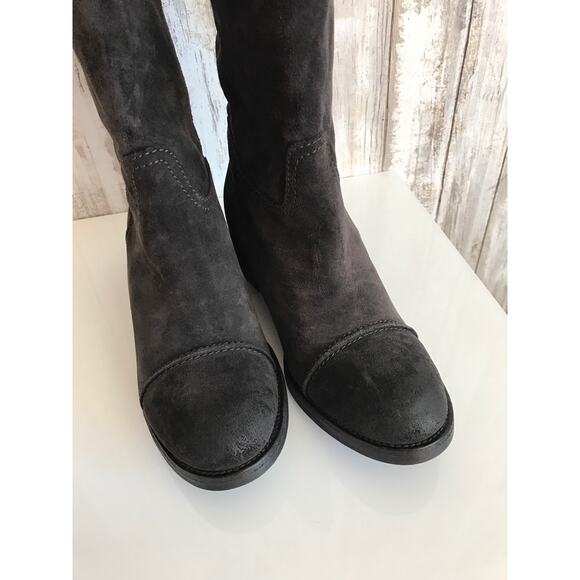 J CREW Dark Gray Suede Cap Toe Mid Calf Pull On Boots 5 NEW - Picture 8 of 11